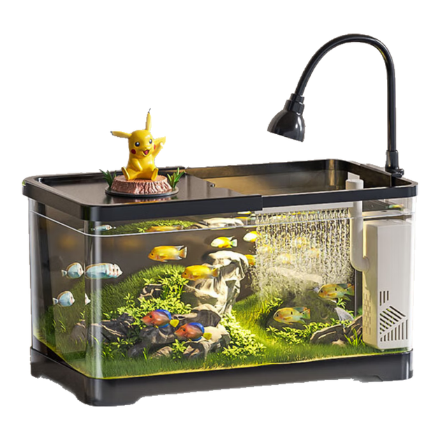 Аквариум KUOTING Lazy Fish Tank для дома, гостиной и офиса, аквариум для золотых рыбок с фильтром, черная модель. - Фото 4 Аквариум KUOTING Lazy Fish Tank для дома, гостиной и офиса, аквариум для золотых рыбок с фильтром, черная модель. - изображение 4