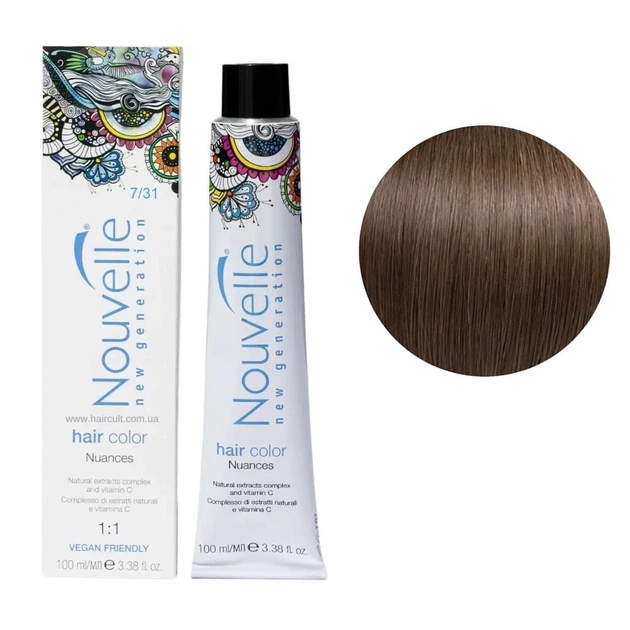 Перманентна фарба для волосся Nouvelle Permanent Hair Color 7/31 капучіно 100 мл - Фото 1 Перманентна фарба для волосся Nouvelle Permanent Hair Color 7/31 капучіно 100 мл - зображення 1