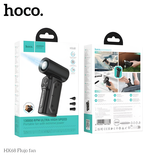 Акумуляторна повітродувка Hoco HX68 186W 130000 об/хв, турбовентилятор для авто, ПК та клавіатури - зображення 7