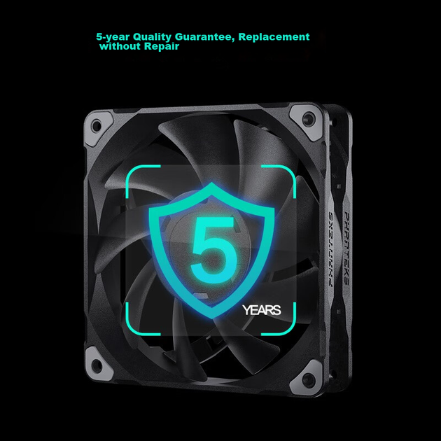 Вентилятор для охлаждения корпуса PHANTEKS M25 Elegant Black 12 см (гидравлический подшипник FDB, последовательный кабель, 4-контактный ШИМ-контроль температуры, тип воздушного потока, 2000 об/мин, высокопроизводительный подшипниковый узел) - изображение 9