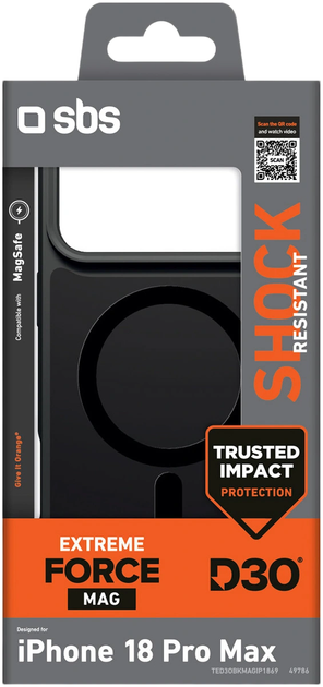 Панель SBS Force Case D3O MagSafe для Apple iPhone 18 Pro Max Black (8018417549786) - зображення 2