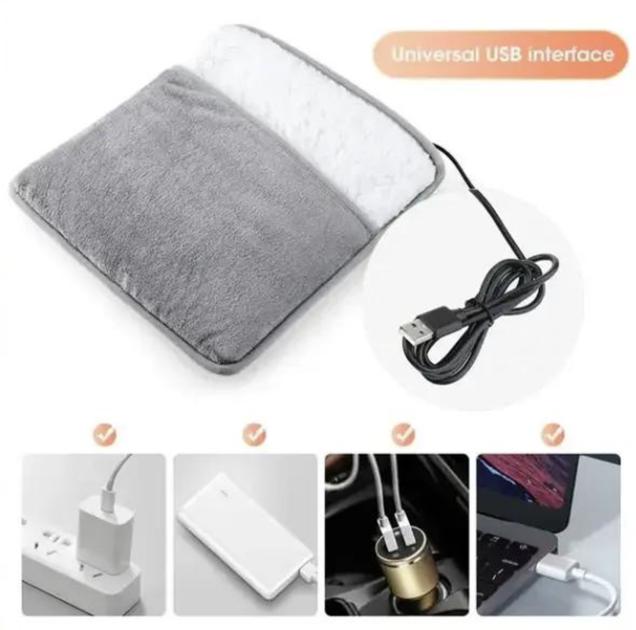 Електрична грілка для рук і ніг USB 5V 50–60°C 29×29 см з вуглецевим нагрівальним елементом Сіра фланелева термогрілка для тіла - Фото 7 Електрична грілка для рук і ніг USB 5V 50–60°C 29×29 см з вуглецевим нагрівальним елементом Сіра фланелева термогрілка для тіла - зображення 7
