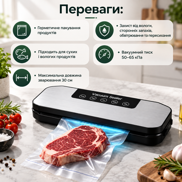 Вакууматор Sealing Machine AND LY-1203 400 Вт 30 см для сухих и влажных продуктов - изображение 2