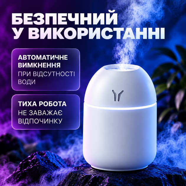 Увлажнитель воздуха с подсветкой аромадифузор портативный увлажнитель воздуха в машину ароматический диффузор USB ночник в детскую ночник аромадифузор Humidifier 250ml White Hofmy QW-18 - Фото 5 Увлажнитель воздуха с подсветкой аромадифузор портативный увлажнитель воздуха в машину ароматический диффузор USB ночник в детскую ночник аромадифузор Humidifier 250ml White Hofmy QW-18 - изображение 5
