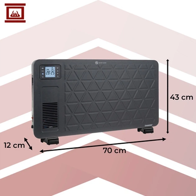 Конвектор электрический Kaminer Ziflo 26403, 2300 Вт, турборежим, ЖК-дисплей, Wi-Fi, пульт ДУ. - изображение 3