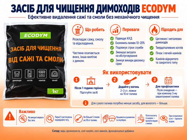 Засіб Ecodym для чищення димоходу 1 кг - зображення 2