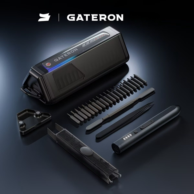 Набор инструментов для кастомизации механических клавиатур GATERON G-Tool 25-in-1 с аккумуляторной электроотверткой и RGB - Фото 2 Набор инструментов для кастомизации механических клавиатур GATERON G-Tool 25-in-1 с аккумуляторной электроотверткой и RGB - изображение 2