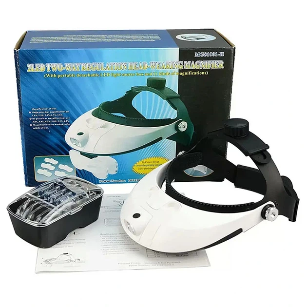Лупа окуляри бінокулярні Magnifier 81001-H з LED підсвіткою / збільшення 1X 1.5X 2X 2.5X 3.5X - зображення 10