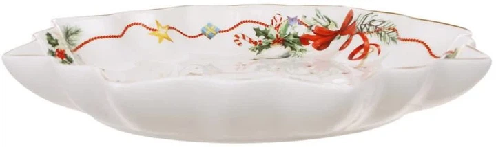 Блюдо фарфоровое новогоднее Christmas Ribbon гирлянда Ø26 см - изображение 2