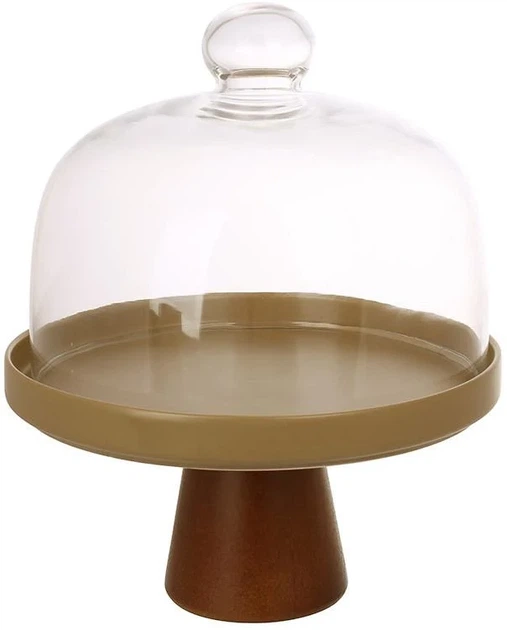 Подставка для десертов фарфоровая Natural Serving со стеклянной крышкой Ø21 см серая - Фото 1 Подставка для десертов фарфоровая Natural Serving со стеклянной крышкой Ø21 см серая - изображение 1