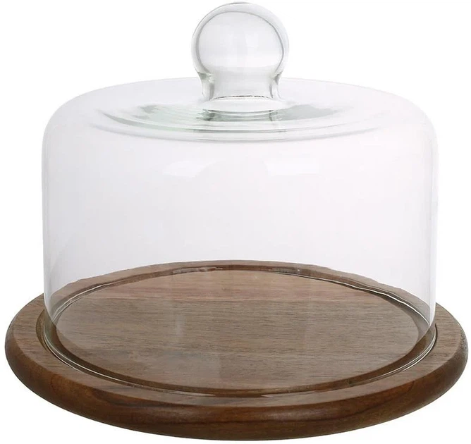 Подставка для торта из акации Wooden Rock со стеклянной крышкой Ø21 см высота 16 см коричневая - Фото 1 Подставка для торта из акации Wooden Rock со стеклянной крышкой Ø21 см высота 16 см коричневая - изображение 1