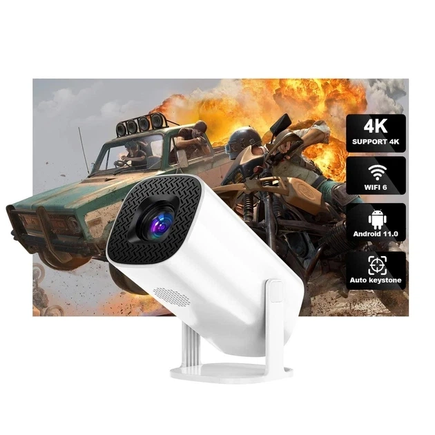 Смарт-проєктор HONGTOP P30 Android 11 White (Портативний 4K WiFi 6 проектор для домашнього кінотеатру) - Фото 3 Смарт-проєктор HONGTOP P30 Android 11 White (Портативний 4K WiFi 6 проектор для домашнього кінотеатру) - зображення 3