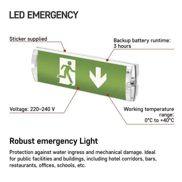 Светильник аварийный LED EMOS ZN1110, 3 Вт, 3 часа, IP65 - изображение 3