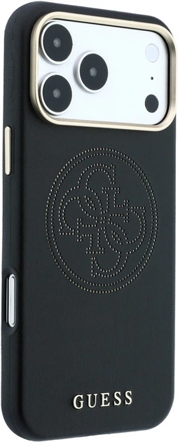 Etui na smartfon Guess Perforated 4G Gold Logo MagSafe do Apple iPhone 18 Pro / Apple iPhone 17 Pro Czarne (3666339652821) - obraz 4