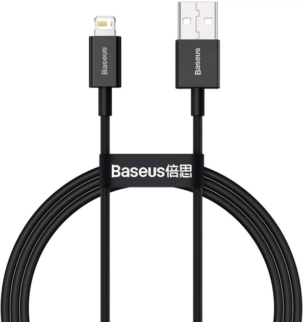 Кабель Baseus Superior Series USB-A Lightning 2.4A, 1 м, чорний - Фото 3 Кабель Baseus Superior Series USB-A Lightning 2.4A, 1 м, чорний - изображение 3