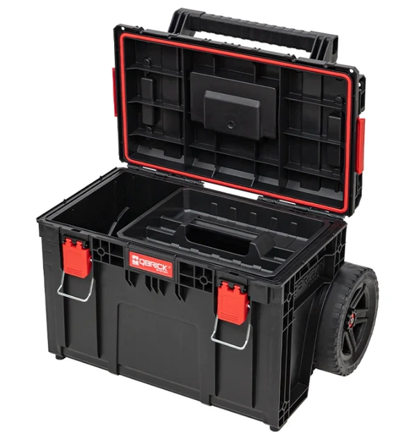 Ящик для инструментов Qbrick System PRIME Cart модульный на колесах 37 л красно-черный - Фото 2 Ящик для инструментов Qbrick System PRIME Cart модульный на колесах 37 л красно-черный - изображение 2