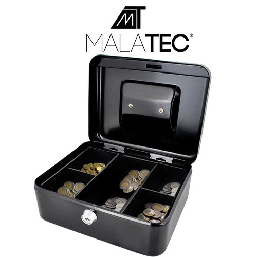 Сейф металева каса 20×16×9 см, для грошей і документів, із ключем Malatec 0822 - зображення 4