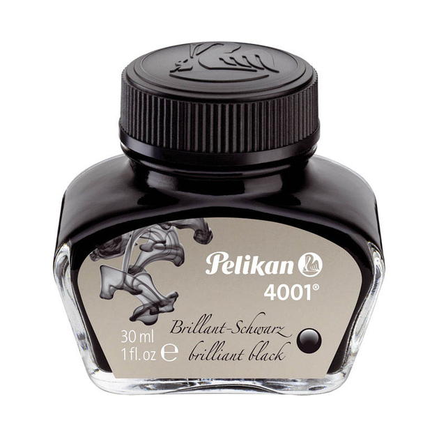 Чорнила Pelikan 4001 Brilliant Black у скляному флаконі 30 мл Чорні (4012700301055) - Фото 1 Чорнила Pelikan 4001 Brilliant Black у скляному флаконі 30 мл Чорні (4012700301055) - зображення 1