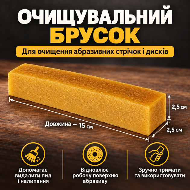 Шлифовальный брусок для наждачки, брусок для очистки наждачного полотна 15 × 2,5 × 2,5 см - Фото 1 Шлифовальный брусок для наждачки, брусок для очистки наждачного полотна 15 × 2,5 × 2,5 см - изображение 1