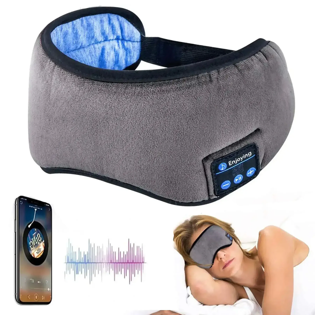 Маска для сну MUSIC GOGGLES AND183 сірий Bluetooth 5.0, акумулятор 200 mAh - Фото 1 Маска для сну MUSIC GOGGLES AND183 сірий Bluetooth 5.0, акумулятор 200 mAh - изображение 1