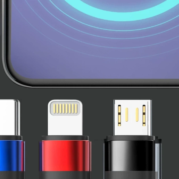 Кабель 3mk Hyper Cable N-SERIES 3 in 1 USB-A / Lightning / Micro 1.2m Black (5903108681995) - изображение 4