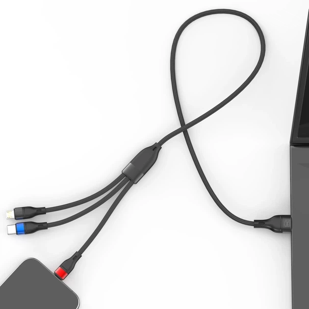 Кабель 3mk Hyper Cable N-SERIES 3 in 1 USB-A / Lightning / Micro 1.2m Black (5903108681995) - изображение 9