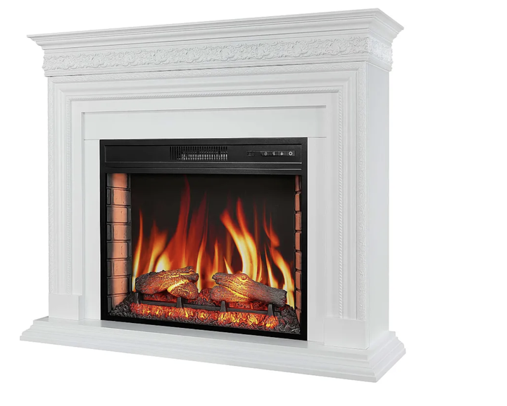 Каминокомплект ArtiFlame 1800 Вт до 30 м² белый с порталом Электрокамин 28 дюймов пристенный с пультом LED-пламенем обогревом для дома - изображение 4