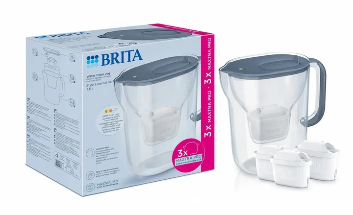 Фільтр-глечик Brita Style Essential XL Mxpro сіро-блакитний + 3 картриджа (1061060) - Фото 1 Фільтр-глечик Brita Style Essential XL Mxpro сіро-блакитний + 3 картриджа (1061060) - зображення 1