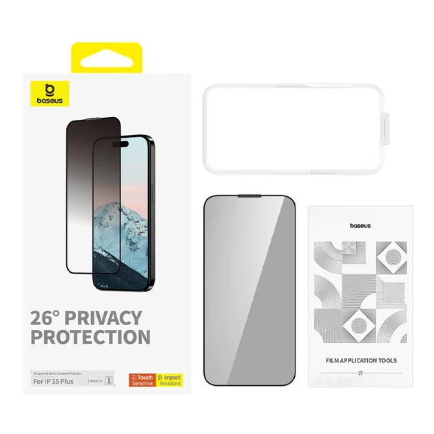Защитное стекло Baseus Diamond для iPhone 15 Plus Privacy (P60057405203-02) - изображение 3
