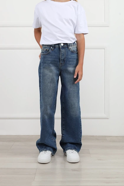 Джинси wide leg для дівчинки YUKI синій 134 ЦБ-00297971 - Фото 2 Джинси wide leg для дівчинки YUKI синій 134 ЦБ-00297971 - изображение 2