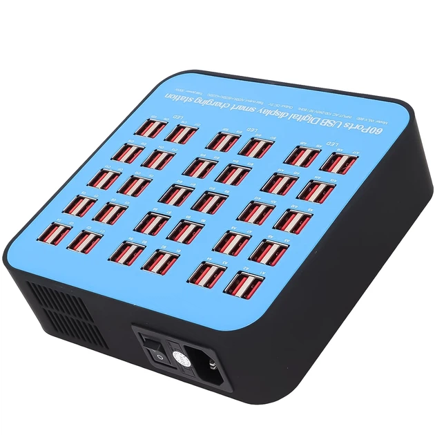 Мультизарядное устройство Addap WLX-860 60 USB портов 300W пластик синий - изображение 3