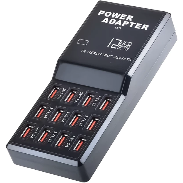 Зарядное устройство Addap WLX-858 на 12 USB портов 60W черное - Фото 3 Зарядное устройство Addap WLX-858 на 12 USB портов 60W черное - изображение 3
