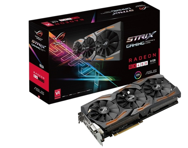 Відеокарта AMD Radeon RX 480 8GB Asus ROG Strix Gaming OC (ROG-STRIX-RX480-O8G-GAMING) Б/В - Фото 1 Відеокарта AMD Radeon RX 480 8GB Asus ROG Strix Gaming OC (ROG-STRIX-RX480-O8G-GAMING) Б/В - изображение 1