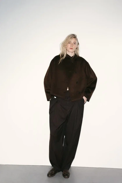 Асиметричний вовняний жакет оверсайз розмір M Zara - Фото 7 Асиметричний вовняний жакет оверсайз розмір M Zara - зображення 7
