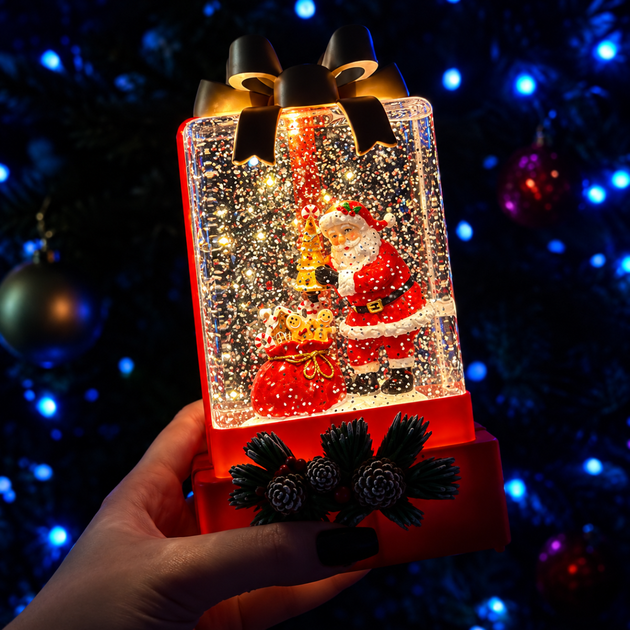 Новогодний ночник XMAS WDL-25010A с LED-подсветкой и снегопадом, 17,9 см - изображение 5