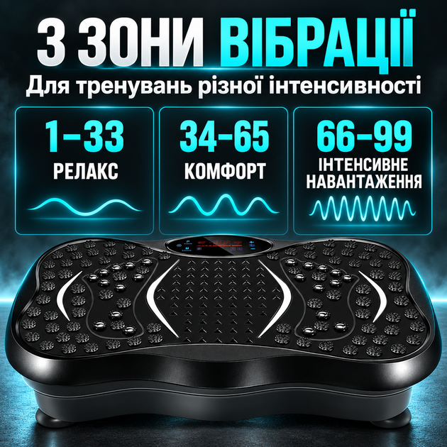 Вибрационная платформа для фитнеса с эспандерами и пультом ДК, 99 уровней, нагрузка до 180 кг - изображение 3