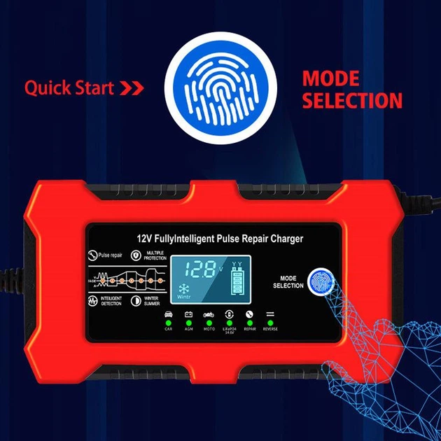 Зарядное устройство 12V 10A Charger Pulse Repair для зарядки автомобильных аккумуляторов - изображение 5