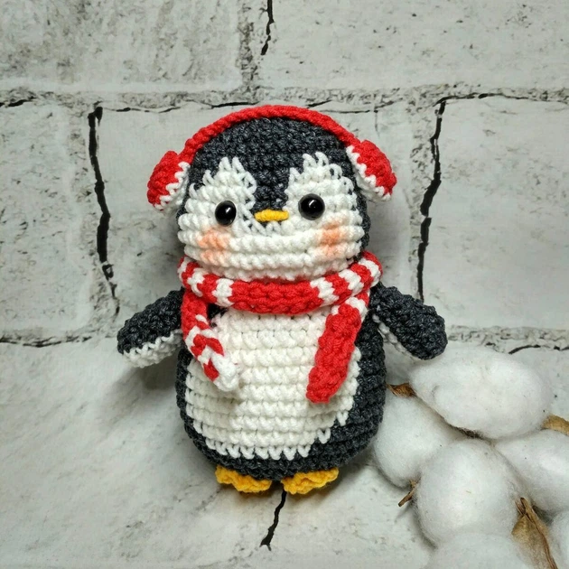 Мягкая игрушка ручной работы вязаная амигуруми Hand Made Пингвин 12 см 218-7 - Фото 1 Мягкая игрушка ручной работы вязаная амигуруми Hand Made Пингвин 12 см 218-7 - изображение 1