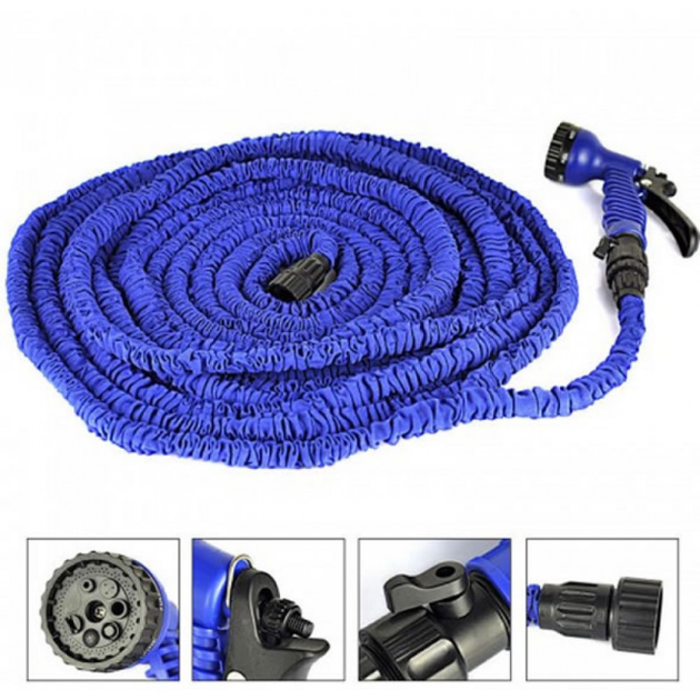 Шланг поливальний X Hose 52.5 м синій, розтягується, не заламується, легкий, компактний - Фото 3 Шланг поливальний X Hose 52.5 м синій, розтягується, не заламується, легкий, компактний - изображение 3