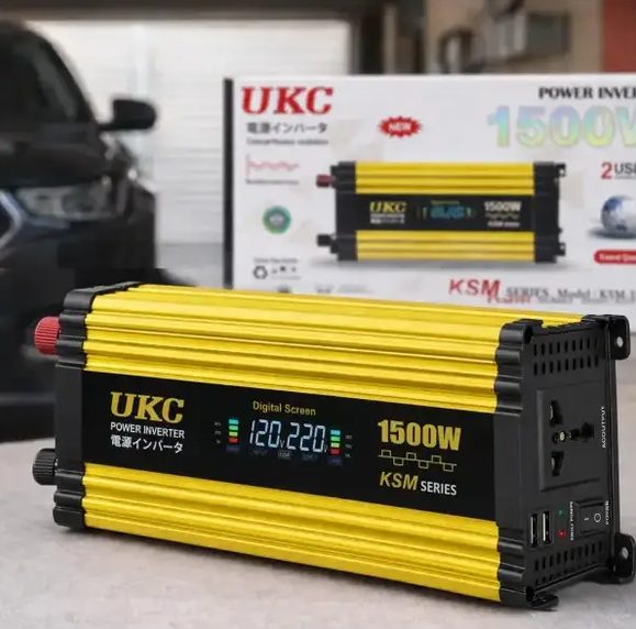 Инвертор для дома W+S 1500 Вт преобразователь напряжения 12 220 В автомобильный Power Inverter с LCD-дисплеем 2 USB для аккумулятора резервного питания - Фото 5 Инвертор для дома W+S 1500 Вт преобразователь напряжения 12 220 В автомобильный Power Inverter с LCD-дисплеем 2 USB для аккумулятора резервного питания - изображение 5