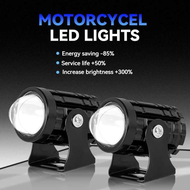 Додаткові LED-фари для мотоцикла 12–18 В, 2 шт., без перемикача - изображение 2