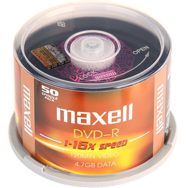 Диски для записи DVD-R Maxell, чистые оптические диски, скорость 16x, емкость 4,7 ГБ, серия «Офис», фиолетово-черные полосы, оптовая упаковка из 50 штук. - Фото 4 Диски для записи DVD-R Maxell, чистые оптические диски, скорость 16x, емкость 4,7 ГБ, серия «Офис», фиолетово-черные полосы, оптовая упаковка из 50 штук. - изображение 4