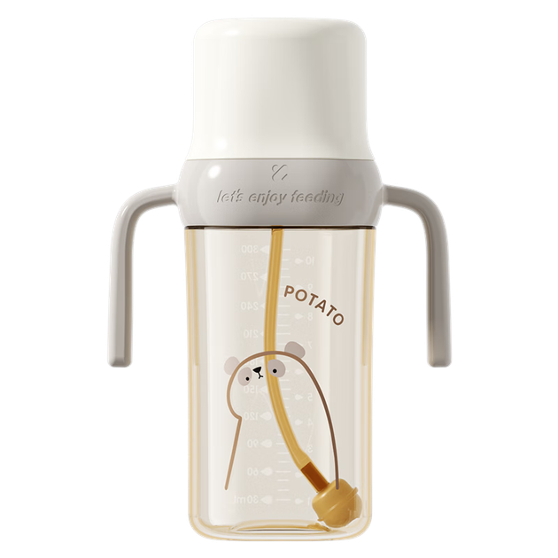 Детская бутылочка для кормления Potato Baby Bottle PP с трубочкой и шариковым носиком для детей от 9 месяцев, 300 мл, для молока и белого кофе. - изображение 4