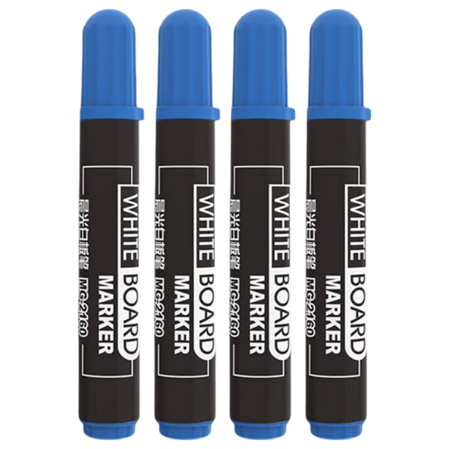 Маркери для білої дошки M&G Erasable Whiteboard Markers, ручки для офісних зустрічей з одним наконечником, прості для використання, маркери великої ємності, сині, 12 шт./коробка, MG2160 - изображение 4