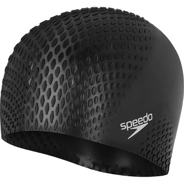 Плавальна шапочка Speedo для дорослих, силіконова шапочка для плавання з бульбашками, облягаюча, захист для волосся, унісекс для чоловіків та жінок, чорна - изображение 4