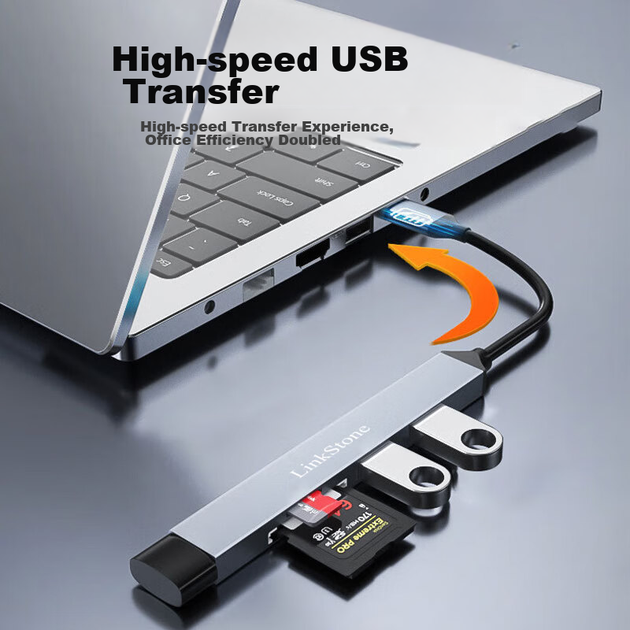 Кардридер LinkStone Type-C, багатофункціональний USB-концентратор для SD-карток, TF-карт пам'яті, високошвидкісний USB-хаб, багатофункціональна док-станція розширення, підходить для камер, телефонів, комп'ютерів, дронів і систем відеоспостереження, C345M - Фото 10 Кардридер LinkStone Type-C, багатофункціональний USB-концентратор для SD-карток, TF-карт пам'яті, високошвидкісний USB-хаб, багатофункціональна док-станція розширення, підходить для камер, телефонів, комп'ютерів, дронів і систем відеоспостереження, C345M - зображення 10