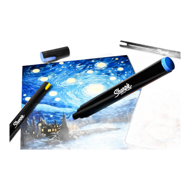 Акриловые маркеры Sharpie с твердым наконечником, акварельные ручки на водной основе, водостойкие, устойчивые к выцветанию, светостойкие, для граффити, рисования от руки, творчества, набор из 5 цветных ручек для эскизов и рисования. - изображение 4