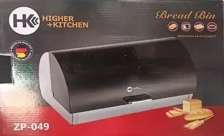 Хлібниця Higher Kitchen ZP-049 з нержавіючої сталі з відкидною кришкою Чорна - изображение 4