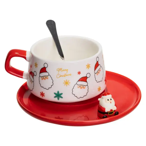 Чашка для латте-арту порцелянова Merry Christmas 250 мл з блюдцем(FM-CS-10A)(PR) - Фото 3 Чашка для латте-арту порцелянова Merry Christmas 250 мл з блюдцем(FM-CS-10A)(PR) - зображення 3