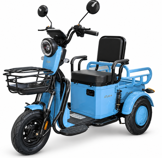 Электроскутер трехколесный ATLAS Ant 800W Blue - Фото 1 Электроскутер трехколесный ATLAS Ant 800W Blue - изображение 1